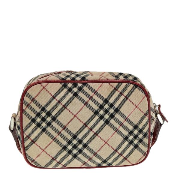 Burberry Nova Check Blue Label Shoulder Bag Nylon Beige Red Silver - Picture 2 of 16